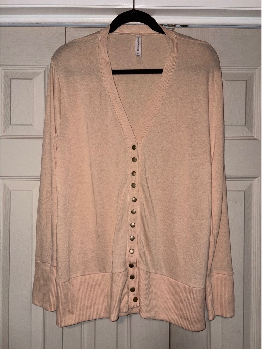 Zenana Outfitters 2XL Peach Snap Cardigan Poetcore Light Academia Soft Knit - Picture 2 of 4
